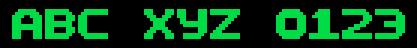 10x10 font specimen: ABC XYZ 0123