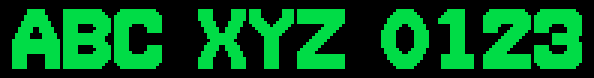 16x20_bold font specimen: ABC XYZ 0123