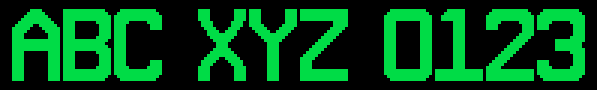 16x24 font specimen: ABC XYZ 0123