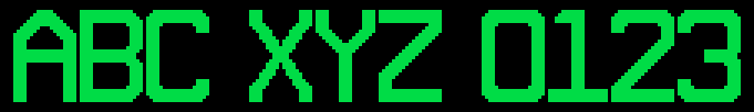 19x28 font specimen: ABC XYZ 0123