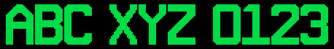 19x28_bold font specimen: ABC XYZ 0123
