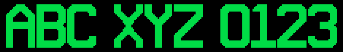 20x30 font specimen: ABC XYZ 0123