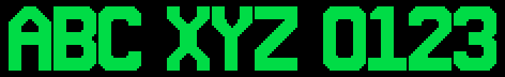 20x30_bold font specimen: ABC XYZ 0123