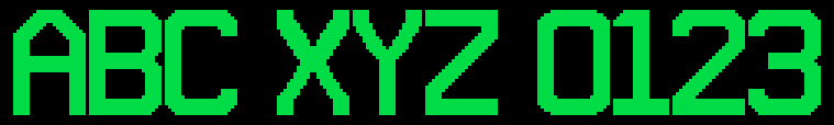 22x32 font specimen: ABC XYZ 0123