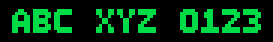 7x12 font specimen: ABC XYZ 0123